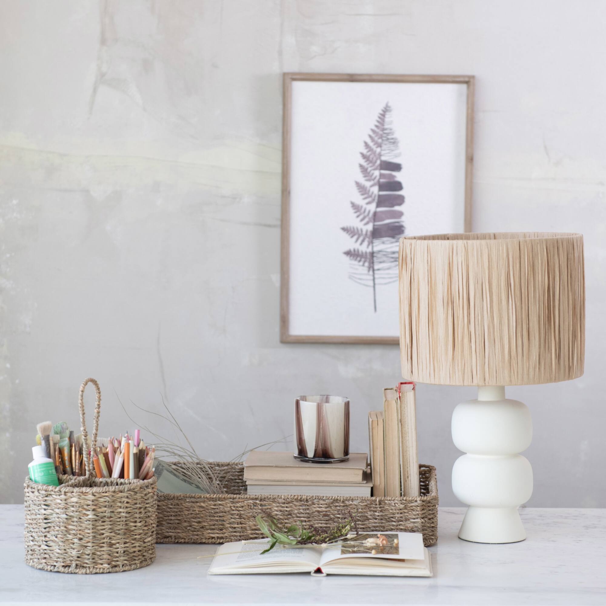 Hello Honey® 11.5" Natural Round Seagrass 4-Section Caddy